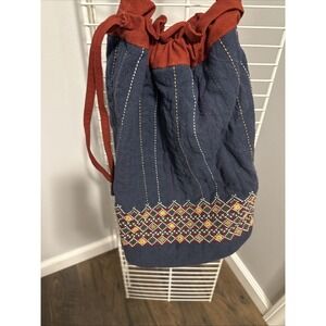 Kala Raksha Drawstring Tote Bag Quilted Embroidered Handmade Multi Color